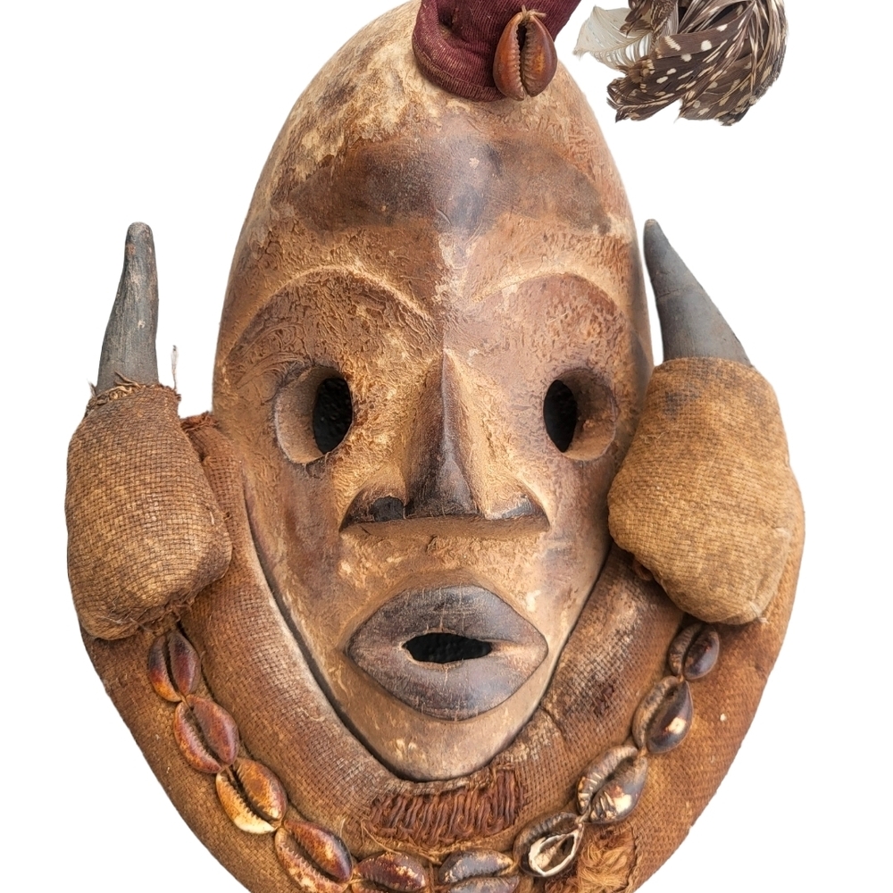 Handcrafted Tribal Mask with Natural Tones